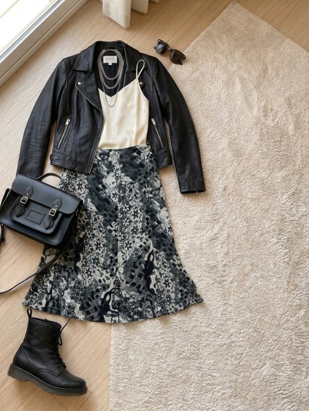 Rafaella Floral Midi Skirt Size 8 NWT Black White Flowy A-Line